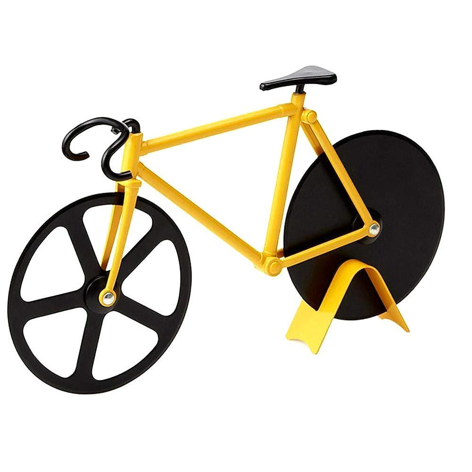 Dual Stainless Steel Non-Stick Cutting Wheels Display Stand A Very Cool Bicycle Pizza Cutter - halfrate.in