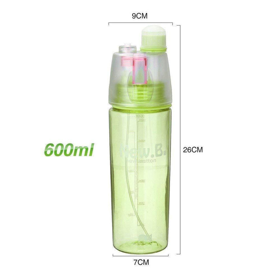 Stylish Water cum Mist Spray Bottle, 2 in 1 Drink & Spray Water Gym, Sports Bottle BPA Free, 600ml - halfrate.in