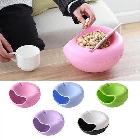 Snacks Bowl with mobile holder Bowl Double Layer Candy Plate Peels Shells Storage Mobile Phone Holder Stand - halfrate.in