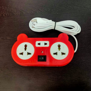 2 Socket 3 Pins 1 Socket 2 Pins Switch Spike Guard Power Strip with Switch Extension Cord Board Box with Surge Protector (Red, 1.5 m Cable)