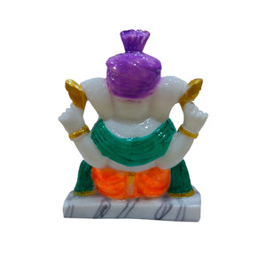 Pagadi Ganesha Idol Handcrafted Handmade Marble Dust Polyresin - 13 x 10 cm perfect for Home, Office, Gifting PGC-1