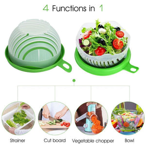 Salad Cutting Bowl, Wash Strain Slice and Serve, 60 Seconds Salad, with Orange Juicer - halfrate.in