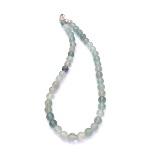 Green Fluorite Crystal Round Beads Necklace 15 Inches 6 mm Beads Semi precious Mala