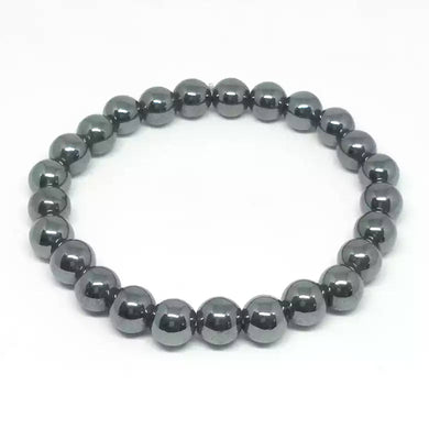 Natural Hematite Crystal Stone Bracelet for Unisex Adult (Black) 8 mm Bead Bracelet Round Shape