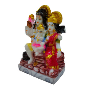 Shiv Pariwar Idol Handcrafted Handmade Marble Dust Polyresin - 14 x 10 cm perfect for Home, Office, Gifting SPC-1