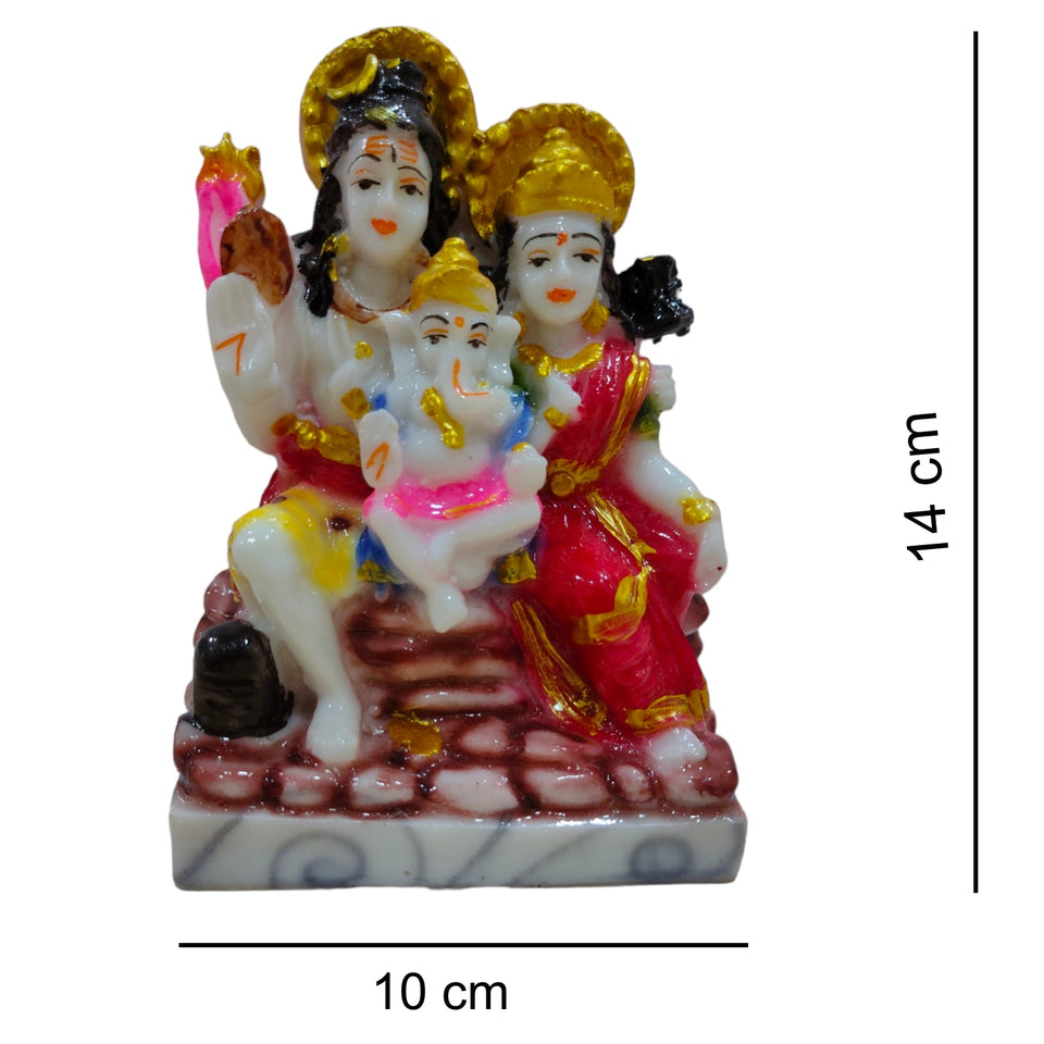 Shiv Pariwar Idol Handcrafted Handmade Marble Dust Polyresin - 14 x 10 cm perfect for Home, Office, Gifting SPC-1