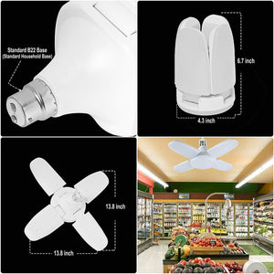 LED Light Bulb Fan Shape B22 Foldable Light, Super Bright Angle Adjustable Home Ceiling Lights, AC95-265V, Cool White Light (4+1fan) (28 watt)