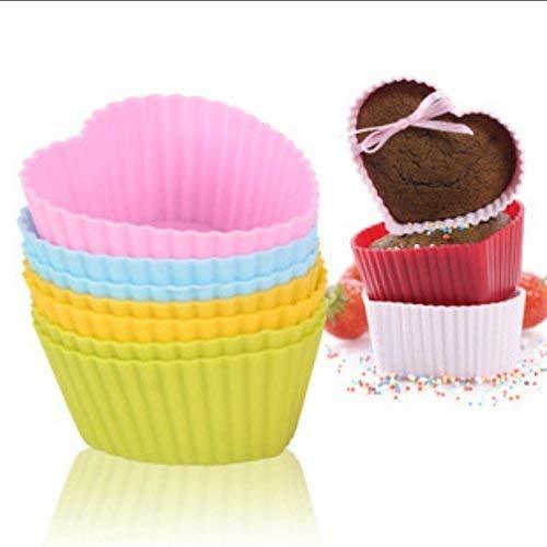 Silicone Cup Cake Moulds Heart Shape- 6 Pcs - halfrate.in