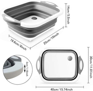 Cutting collapsible Chopping Board/Washing Bowl, Fruit Vegetable Basket 3 in 1 Chopping Board (Random Color) - halfrate.in