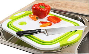 Cutting collapsible Chopping Board/Washing Bowl, Fruit Vegetable Basket 3 in 1 Chopping Board (Random Color) - halfrate.in