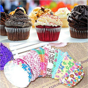 Baking Muffins High Quality Descent and Beautiful Design Round Cup Cake Paper Liner Greaseproof Microvave Or Oven Trey Safe (Multicolor) - halfrate.in