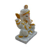 Ganesha with Pagdi White Idol Handcrafted Handmade Marble Dust Polyresin - 13 x 10 cm perfect for Home, Office, Gifting PGW-1