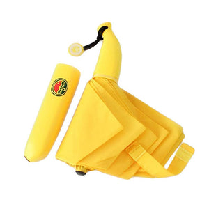 Yellow Stylish Banana Shaped Mini Foldable Umbrella