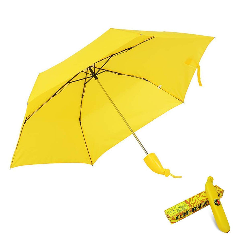 Yellow Stylish Banana Shaped Mini Foldable Umbrella