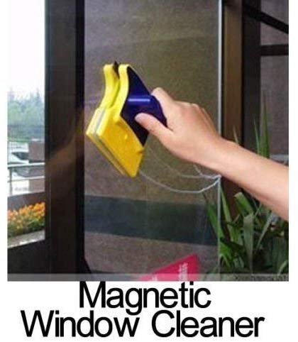 Magnetic Window Cleaner Double-Side Glazed Square Two Sided Glass Cleaner Wiper with 2 Extra Cleaning Cotton Cleaner Squeegee Washing Equipment Household Cleaner