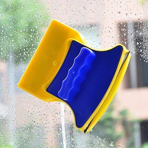 Magnetic Window Cleaner Double-Side Glazed Square Two Sided Glass Cleaner Wiper with 2 Extra Cleaning Cotton Cleaner Squeegee Washing Equipment Household Cleaner