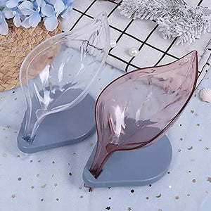 Leaf Shape Bar Soap Holder - Self Draining White Leaf Shape Soap Dish for Bar Soap Box with Suction Cup One of The Best Bathroom Accessories - Best for Bathroom Kitchen & Sink use