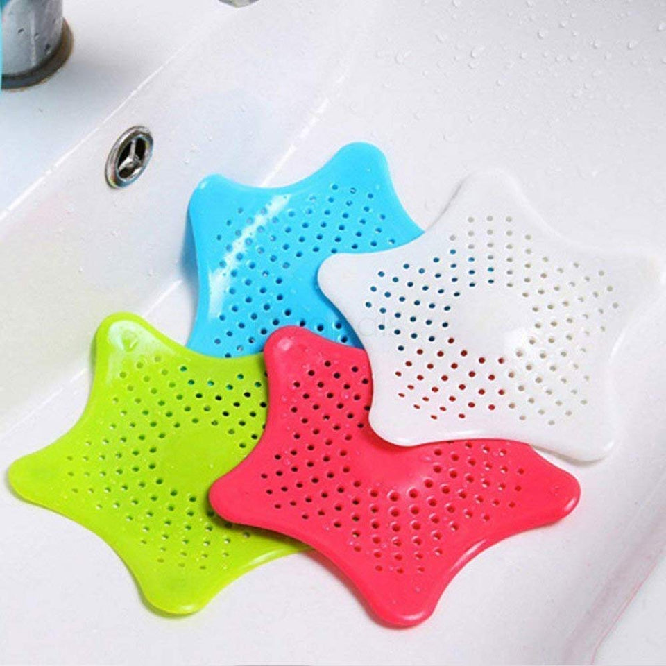 Silicone Star Shaped Sink Filter Bathroom Hair Catcher Drain Strainers Cover Trap for Basin - 2 pcs