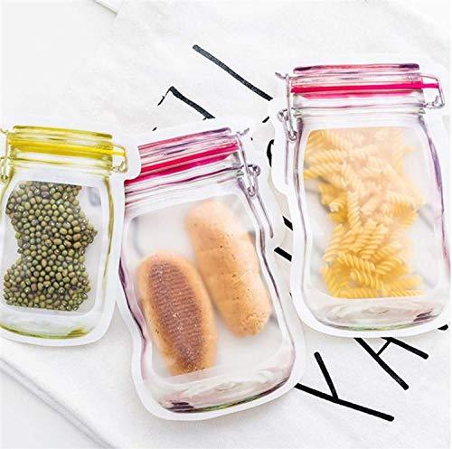 Jar Zipper Bags 1000 ml Storage for Food, Grains, Flours, Beans, Dry Fruits || Reusable Ziplock Bottles Shaped Pouches Leak Proof Easy for Travel - Pack of 5 - halfrate.in