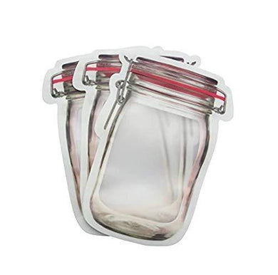 Jar Zipper Bags 1000 ml Storage for Food, Grains, Flours, Beans, Dry Fruits || Reusable Ziplock Bottles Shaped Pouches Leak Proof Easy for Travel - Pack of 5 - halfrate.in
