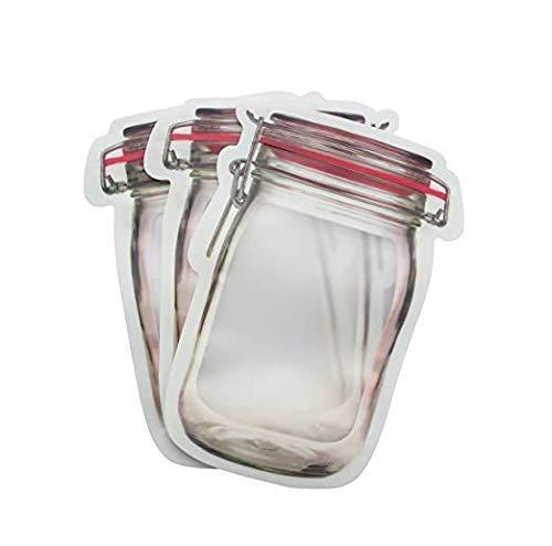 Jar Zipper Bags 1000 ml Storage for Food, Grains, Flours, Beans, Dry Fruits || Reusable Ziplock Bottles Shaped Pouches Leak Proof Easy for Travel - Pack of 5 - halfrate.in