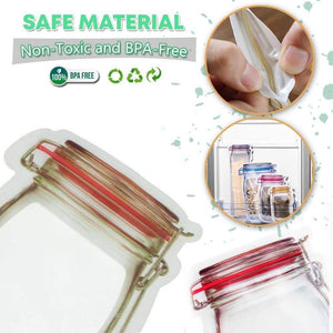 Jar Zipper Bags 1000 ml Storage for Food, Grains, Flours, Beans, Dry Fruits || Reusable Ziplock Bottles Shaped Pouches Leak Proof Easy for Travel - Pack of 5 - halfrate.in