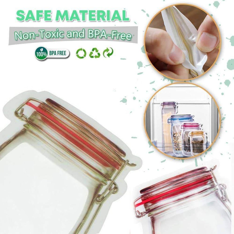 Jar Zipper Bags 1000 ml Storage for Food, Grains, Flours, Beans, Dry Fruits || Reusable Ziplock Bottles Shaped Pouches Leak Proof Easy for Travel - Pack of 5 - halfrate.in
