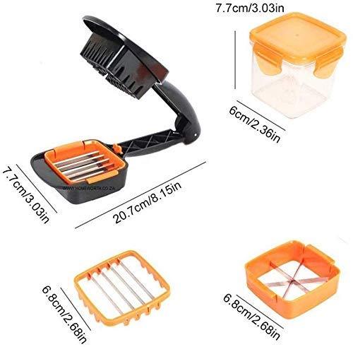 5 in 1 Cutter Chopper Dicer Veggie Multi Function Stainless Steel Vegetable Slice Chopper Slicer Non-Skid Base Slicer and Chopper - halfrate.in