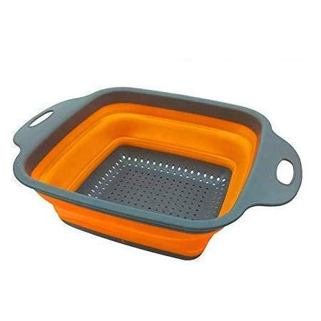 Silicone Square Folding Drain 1 Pcs, Food Strainer, Collapsible Colander Vegetable Fruits Washing Strainer Kitchen Basket