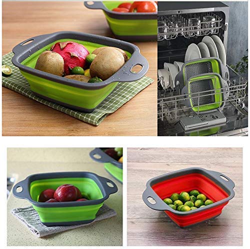 Silicone Square Folding Drain 1 Pcs, Food Strainer, Collapsible Colander Vegetable Fruits Washing Strainer Kitchen Basket