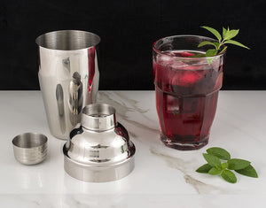 Cocktail Shaker, Stainless Steel, Mirror Finish, 3-Piece Set - Party Harder - halfrate.in