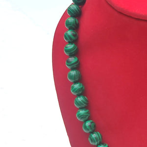 Malachite Crystal Round Beads Necklace 15 Inches 6 mm Beads Semi precious Mala