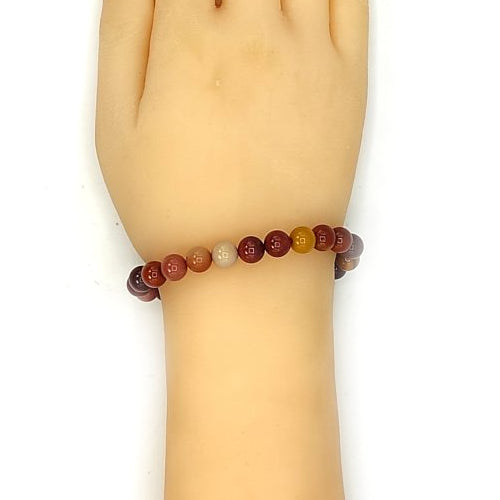 Natural Mookaite Crystal Stone Bracelet for Unisex Adult Reiki Energized 8 mm Bead Bracelet Round Shape