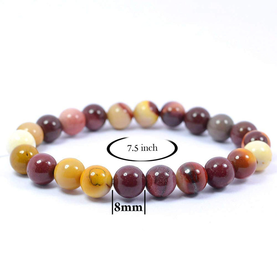 Natural Mookaite Crystal Stone Bracelet for Unisex Adult Reiki Energized 8 mm Bead Bracelet Round Shape