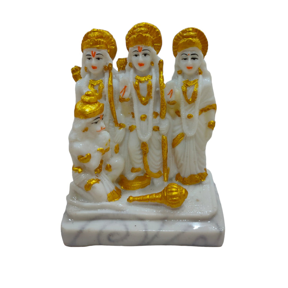 Ram Darbar White Idol Handcrafted Handmade Marble Dust Polyresin - 12 x 9 cm perfect for Home, Office, Gifting RDW-1