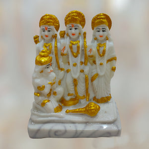 Ram Darbar White Idol Handcrafted Handmade Marble Dust Polyresin - 12 x 9 cm perfect for Home, Office, Gifting RDW-1