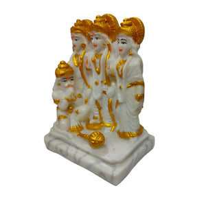 Ram Darbar White Idol Handcrafted Handmade Marble Dust Polyresin - 12 x 9 cm perfect for Home, Office, Gifting RDW-1