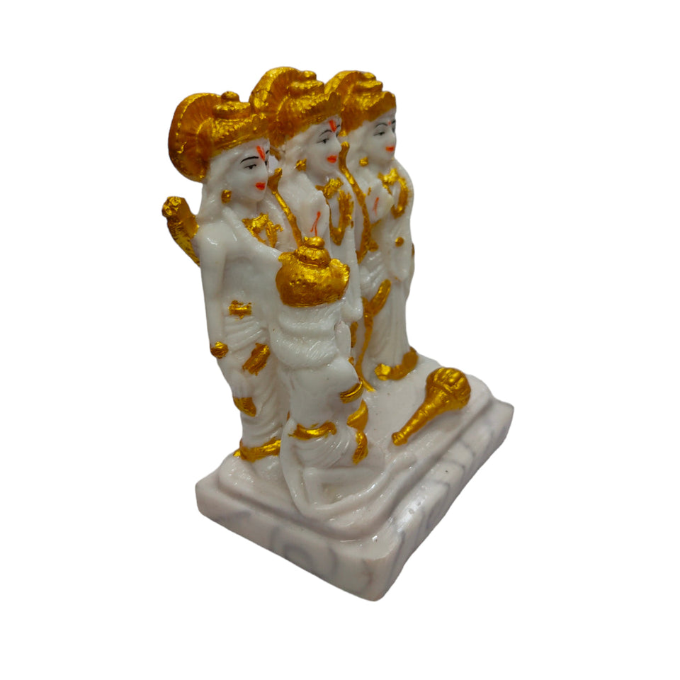 Ram Darbar White Idol Handcrafted Handmade Marble Dust Polyresin - 12 x 9 cm perfect for Home, Office, Gifting RDW-1