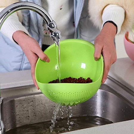 Plastic Rice Bowl Strainer/Washing Bowl for Fruits/Vegetables, Noodles, Pulses, Cereal, Rice