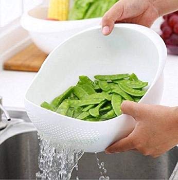 Plastic Rice Bowl Strainer/Washing Bowl for Fruits/Vegetables, Noodles, Pulses, Cereal, Rice