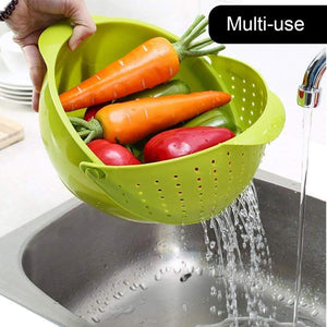 Multi Functional Rice | Vegetable and Fruit Wash Basket Bowl | Drainer Food Strainer with double lid