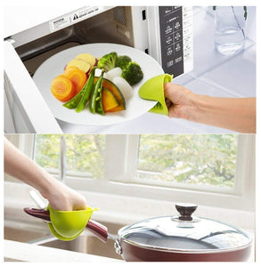 Pot Holder Silicone Heat Resistant Oven Mitts Glove Cooking Pinch Grips Glove Hand Clip Convenient Pot Holder Holder Utensil Tool 1 Pair