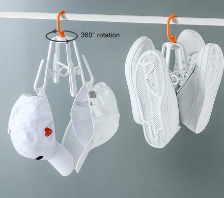 Multifunctional Shoe Rack Four Side Hooks Windproof 360 Degree Rotating Foldable Drying Hanger