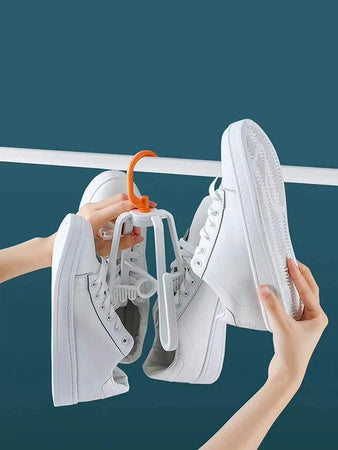 Multifunctional Shoe Rack Four Side Hooks Windproof 360 Degree Rotating Foldable Drying Hanger