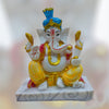 Ganesha with Pagadi Idol Big Handcrafted Handmade Marble Dust Polyresin - 15 x 19 cm perfect for Home, Office, Gifting PGC-2