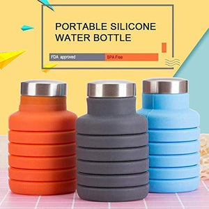 Collapsible Water Bottle, BPA Free, FDA Approved, Food-Grade Silicone Leak Proof Portable Sports Travel Water Bottle for Outdoor, Gym, Hiking