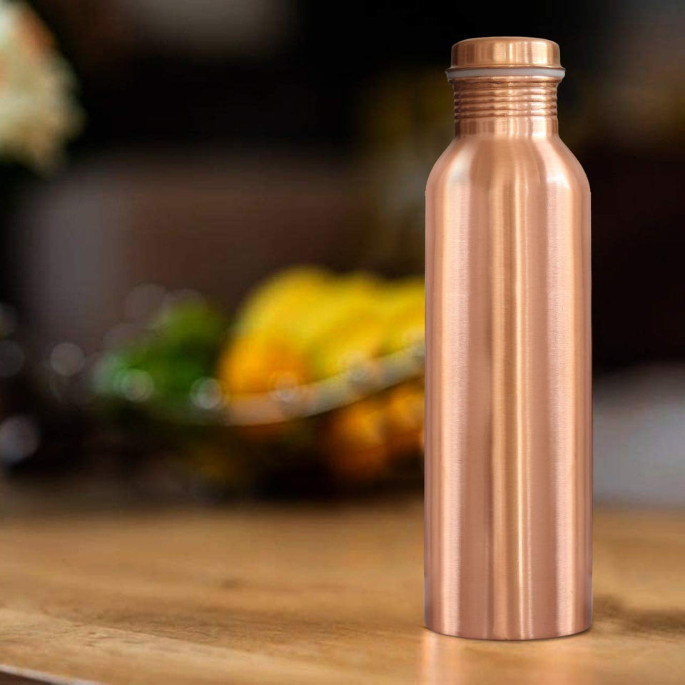 Pure Copper Handmade Water Bottle, 1000Ml, Joint Free, Leak Proof, for Home, Office, Travel Purpose and for Ayurvedic Health Benefits