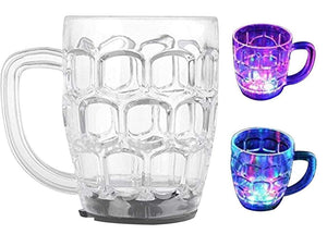 Plastic Mug LED Flashing 7 Colors Changing Liquid Activated Lighting Transparent Plastic Beer/Coffee/Tea Mug Cup-300 ml, White