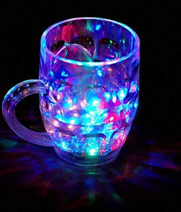 Plastic Mug LED Flashing 7 Colors Changing Liquid Activated Lighting Transparent Plastic Beer/Coffee/Tea Mug Cup-300 ml, White