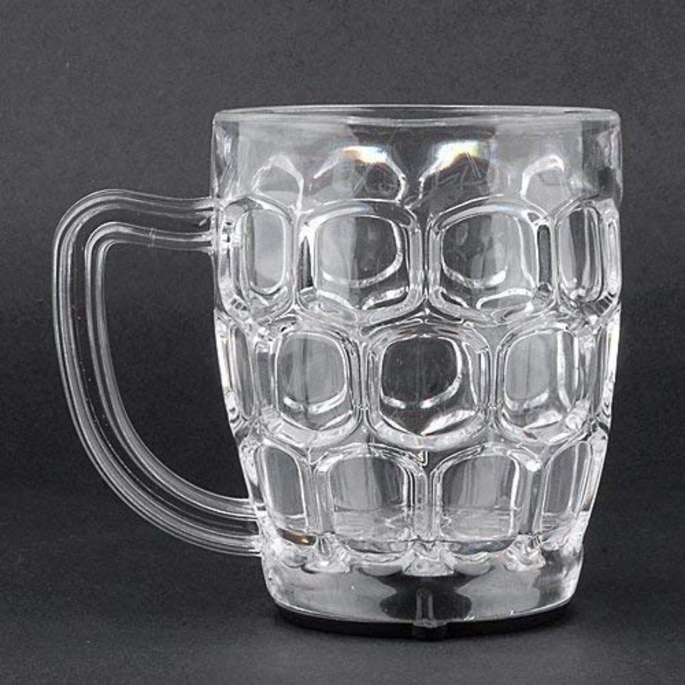 Plastic Mug LED Flashing 7 Colors Changing Liquid Activated Lighting Transparent Plastic Beer/Coffee/Tea Mug Cup-300 ml, White